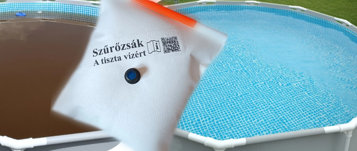Szűrőzsák csodazsák használata medencéhez, előtte, utána 