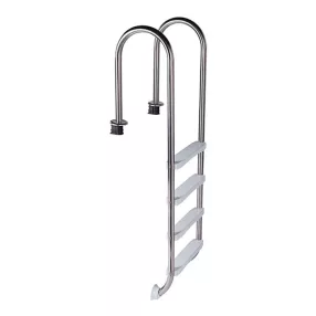   Medence létra, Slim, AISI304, kis ívű, 4 fokos, 130 cm feletti magas medencéhez, rozsdamentes acél, műanyag lépcsőfokokkal