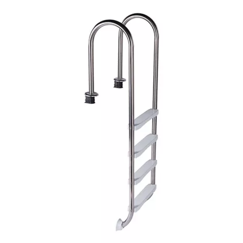 Medence létra, Slim, AISI304, kis ívű, 4 fokos, 130 cm feletti magas medencéhez, rozsdamentes acél, műanyag lépcsőfokokkal