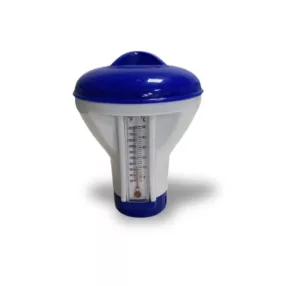   Úszó vegyszer adagoló medencéhez, hőmérővel, 17 cm, sötétkék/fehér