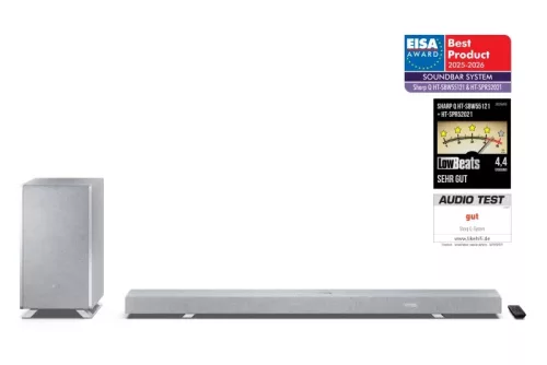SHARP Q HT-SBW55121(SL) 5.1.2 Dolby Atmos / DTS:X hangprojektor vezeték nélküli mélynyomóval ezüst