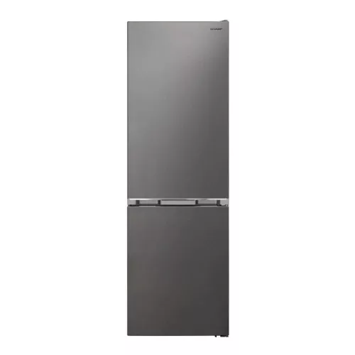 SHARP SJ-NBA11DMXPE-EU szabadonálló, alulfagyasztós, kétajtós hűtőszekrény, E osztály, 330L, inox
