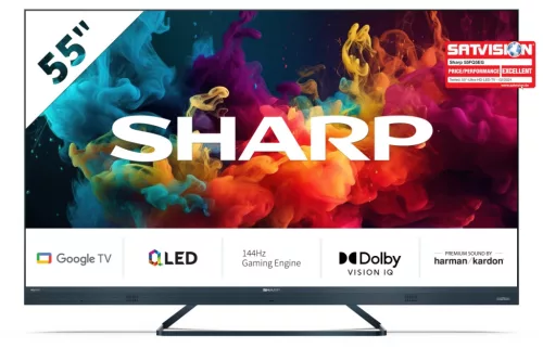 SHARP 55FQ5EG 139cm-es 4K UHD 144Hz Quantum Dot Sharp Google TV Harman Kardon hangszórókkal