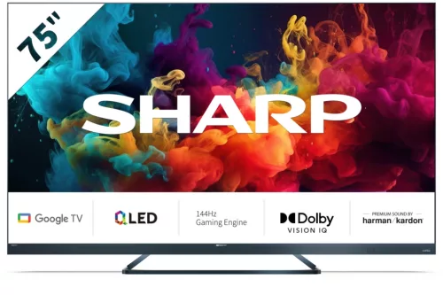 SHARP 75FQ5EG 189cm-es 4K UHD 144Hz Quantum Dot Sharp Google TV Harman Kardon hangszórókkal