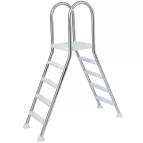   Medence létra, AISI316, kétágú, 4+4 fokos, 1, 2 m, ezüst, rozsdamentes acél, csavarozható, műanyag rögzítőelemek (AS-118001)