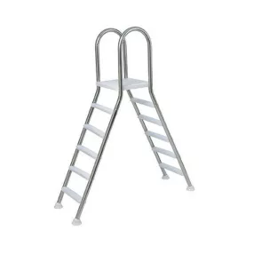   Medence létra, AISI316, kétágú, 5+5 fokos, 1, 5 m, ezüst, rozsdamentes acél, csavarozható, műanyag rögzítőelemek (AS-118002)