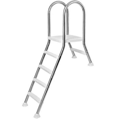 Medence létra, AISI316, kétágú, 1+4 fokos, 1,2 m, ezüst, rozsdamentes acél, csavarozható, műanyag rögzítőelemek