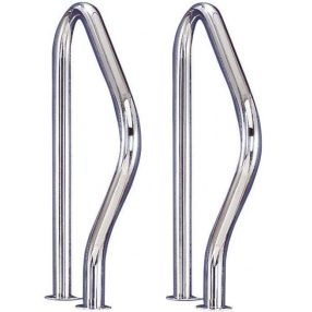   Medence korlát, AISI316L, 795 x 490 mm, ezüst, rozsdamentes acél, polírozott, karimás rögzítés, 1 pár