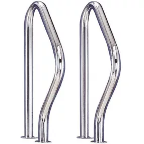   Medence korlát, AISI316L, 795 x 490 mm, ezüst, rozsdamentes acél, polírozott, karimás rögzítés, 1 pár