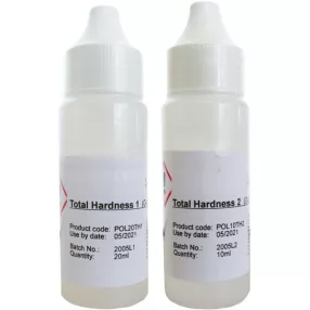   Pótreagens indikátor Teljes keménység ellenőrző folyadék, Teljes vízkeménység méréshez, fotométer vízelemzőhöz, TH1 + TH2, 20 + 10 ml / csomag