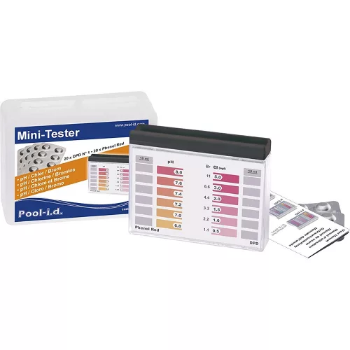 Medence vízelemző, Pooltester PTM100, fehér, tablettás, pH mérés, klór mérés, bróm mérés