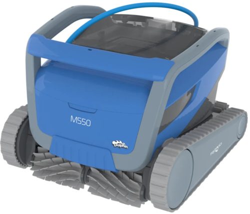 Medencetisztító robot, Dolphin M550, teljes medencetisztítás (padló, fal és vízvonal tisztítás), MyDolphin Plus applikáció vezérlés, Dual Drive navigáció, többrétegű szűrőrendszer, 19 m³/h szívóteljesítmény