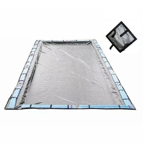 Medence téli védőtakaró, Silverado, 10,0 x 5,0 m, ezüst/fekete, UV álló, 250 mikron, téglalap alakú, laminált polietilén, földbe süllyesztett medencékhez