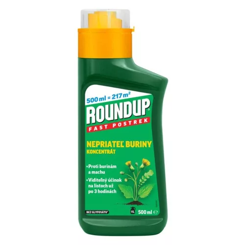 Gyomirtó koncentrátum, Roundup Fast, 0,5 l, gyors hatású, vízzel hígítható, permetezhető, talajkímélő