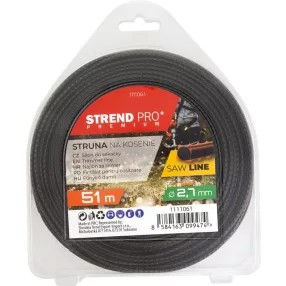   Fűkasza damil, Strend Pro Garden Premium SawLine, 2,7 mm, 51 m, sötétbarna, fogazott, nagy szilárdságú, kopásálló, bliszteres