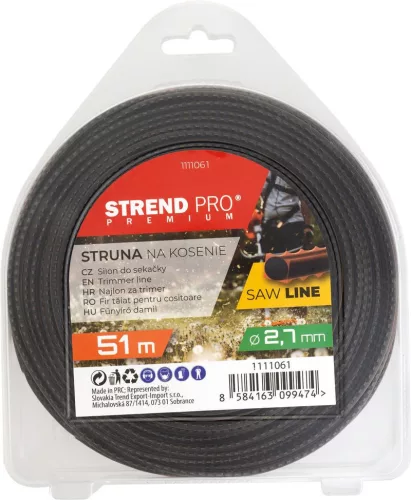 Fűkasza damil, Strend Pro Garden Premium SawLine, 2,7 mm, 51 m, sötétbarna, fogazott, nagy szilárdságú, kopásálló, bliszteres