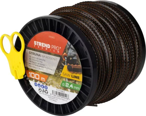 Fűkasza damil, Strend Pro Garden Premium SawLine, 2,4 mm, 100 m, sötétbarna, fogazott, kopásálló, tekercses