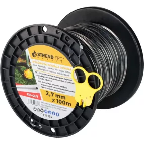   Fűkasza damil, Strend Pro Garden TriCut Trigon Extreme, 2,7 mm, 100 m, sötétszürke, háromszög, nagy szilárdságú, hegesztésálló, tekercses