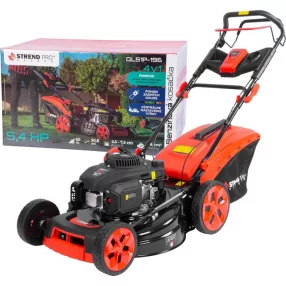   Benzinmotoros fűnyíró, Strend Pro Garden QL51P-196, fekete/piros, vágásszélesség 51 cm, Loncin V200 motor, 196 cm3, 4 ütemű, 4000 W, 5,4 LE, 3600 fordulat/perc, 60 l gyűjtőkosár, oldalkidobás, mulcsozás, önjáró