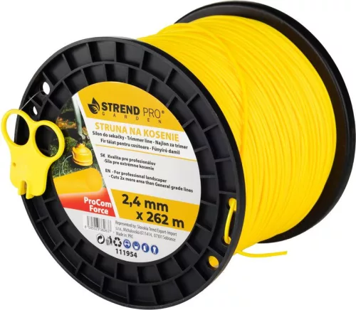Fűkasza damil, Strend Pro Garden ProCom Force, 2,4 mm, 262 m, sárga, kerek, kopásálló, szakadásálló, túlmelegedésálló, tekercses
