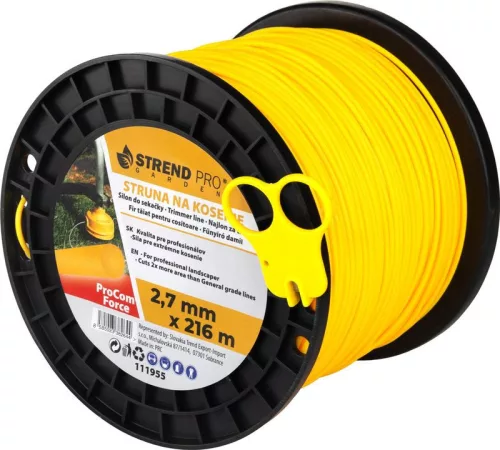 Fűkasza damil, Strend Pro Garden ProCom Force, 2,7 mm, 216 m, sárga, kerek, kopásálló, szakadásálló, túlmelegedésálló, tekercses