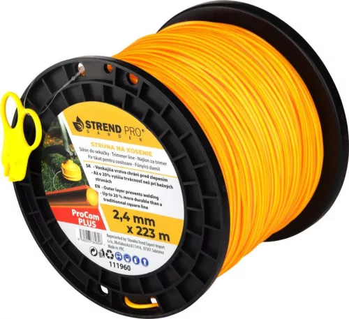 Fűkasza damil, Strend Pro Garden ProCom Plus, 2,4 mm, 223 m, narancssárga, szögletes, kopásálló, szakadásálló, túlmelegedésálló, tekercses