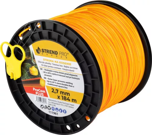Fűkasza damil, Strend Pro Garden ProCom Plus, 2,7 mm, 184 m, narancssárga, szögletes, kopásálló, szakadásálló, túlmelegedésálló, tekercses