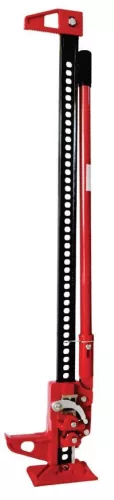 Oszlopos emelő, Strend Pro J60, piros/fekete, kézi, emelési magasság 125–1330 mm, 3000 kg teherbírás, lépésköz 2,1 cm