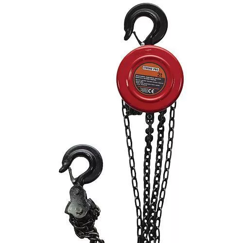 Láncos emelő, Strend Pro TRC9010, piros, kézi, 1000 kg teherbírás, lánchossz: 250 cm, csigasorral, kampókkal