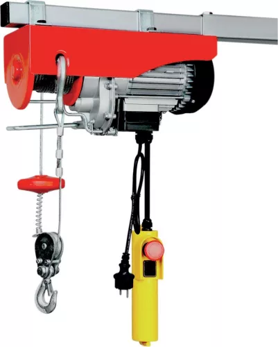 Csörlő, Strend Pro YT-250/500, piros, elektromos, köteles, 1000 W, függőleges emeléshez, vészleállító gombbal, végálláskapcsolóval