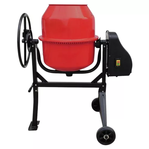 Betonkeverő, Strend Pro CMX12, piros/fekete, 550 W, 120 l, 230 V/50 Hz, porszórt acél váz és dob, 2 kerék, billenőmechanika
