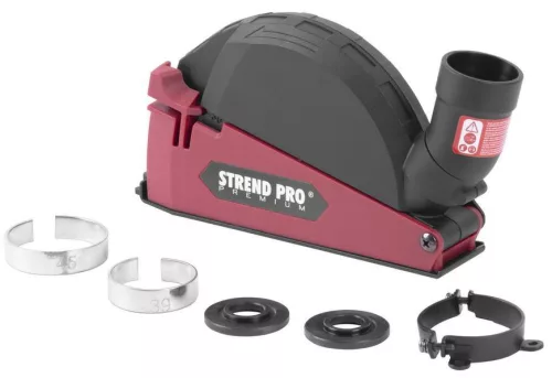 Sarokcsiszoló elszívó burkolat, Strend Pro CDS5, piros/fekete, 115 / 125 mm sarokcsiszolóhoz, porszívóhoz csatlakoztatható (TC113119)
