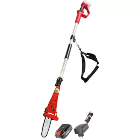   Akkumulátoros ágvágó láncfűrész, Worcraft CPS-S20Li ShareSYS, piros, 2 Ah 20V Li-Ion, vezetősín: 20 cm, 5 m/s láncsebesség, teleszkópos nyél, akkumulátorral és töltővel