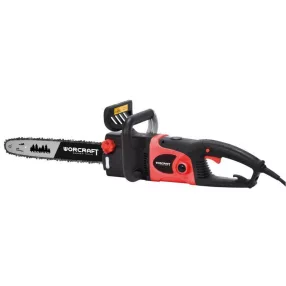   Elektromos láncfűrész, Worcraft WCE-2816, piros/fekete, 2400 W, vezetősín: 40 cm, 230 V, 14 m/s láncsebesség, 110 ml olajtartály