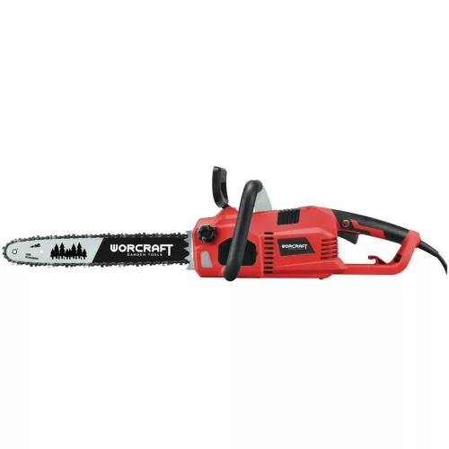 Elektromos láncfűrész, Worcraft WCE-2816 S, piros/fekete, 2400 W, vezetősín: 40,6 cm, 230 V, 14 m/s láncsebesség, 140 ml olajtartály