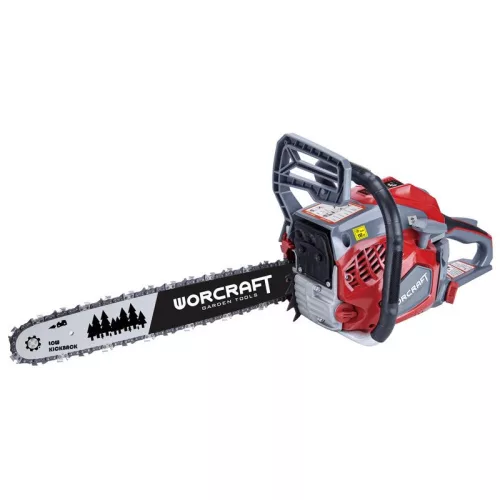 Benzinmotoros láncfűrész, Worcraft GCS52-20D, piros/szürke/fekete, 2200 W, vezetősín: 50 cm, üzemanyagtartály: 550 ml, 260 ml olajtartály