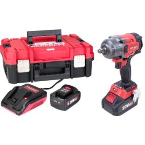   Akkumulátoros szerszámgépkészlet, Worcraft XCUBE006 ShareSYS Toolbox készlet, ütvecsavarozó 20 V, 850 Nm, szénkefe nélküli, Autostop + 2 x 4,0 Ah akkumulátor + töltő, Toolbox