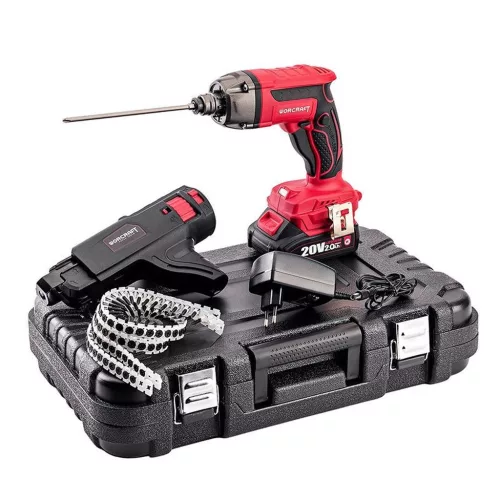 Akkumulátoros gipszkartoncsavarozó, Worcraft CDIS-S20LiBM ShareSYS, piros/fekete, 20 V Li-Ion, szalagos adagolóval, 1/4'' hatszög befogás, akkumulátorral és töltővel