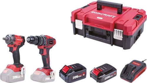 Akkumulátoros szerszámgépkészlet, Worcraft XCUBE031 ShareSYS Toolbox készlet, ütvecsavarozó 450 Nm + csavarbehajtó 50 Nm + 1 x 2,0 Ah + 1 x 4,0 Ah akkumulátor + töltő, Toolbox