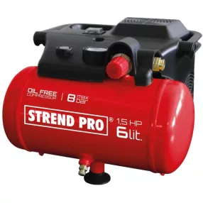   Kompresszor, Strend Pro BOF1506, piros, 6 l, 1,1 kW, elektromos, 8 bar, nyomásmérővel, nyomásszabályzós, olajmentes