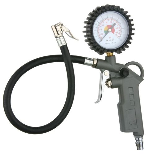 Gumiabroncs felfújó pisztoly, Strend Pro Airtool TG-11, szürke, manométerrel, kompresszorhoz, minden normál gumiabroncshoz