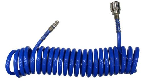 Kompresszor tömlő, Strend Pro Airtool PU011, kék, spirál, 15 m, 8 x 10 mm, 3/8" csatlakozó, 8 bar, BASF PU