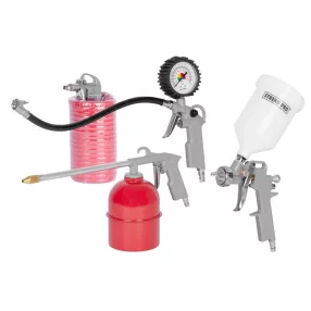   Kompresszor készlet, Strend Pro Airtool W-2005A1, 5 db, manométeres, festékszóróval, lefújó/felfújó, permetező, tömlő (TC115460)