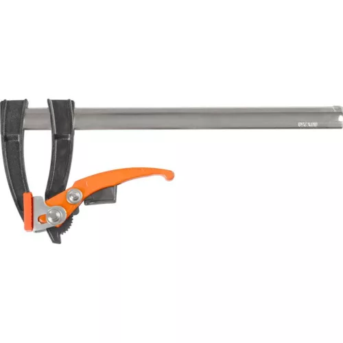 Gyorsszorító, Strend Pro Premium, fekete/narancssárga, 80 x 250 mm, racsnis, gyors kioldással