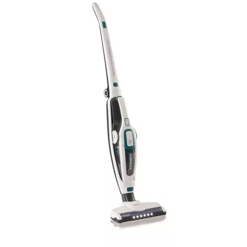Akkumulátoros állóporszívó, Leifheit Regulus PowerVac, fehér, 125 W, 20 V Li-Ion, 125 W, zsák nélküli, LED világítás, 2 üzemmód, akkumulátorral és töltővel