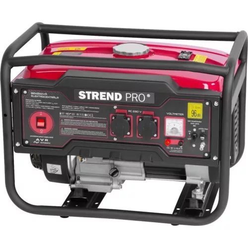 Benzinmotoros áramfejlesztő, Strend Pro Garden KM4000-A, piros/fekete, 4000 W, benzinmotoros, teljesítmény: 3,0/2,8 kW, üzemanyagtartály: 15 l, kimenetek: 2 × 230 V AC, 1 × 12 V DC, 96 dB, AVR