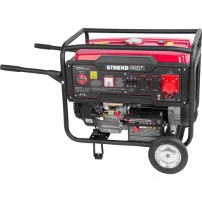   Benzinmotoros áramfejlesztő, Strend Pro Garden KM8000-A, piros/fekete, 8000 W, benzinmotoros, teljesítmény: 6,5/6,0 kW, üzemanyagtartály: 25 l, kimenetek: 2 × 230 V / 16 A, 1 × 400 V / 32 A, 12 V DC, 97 dB, AVR, kerekes