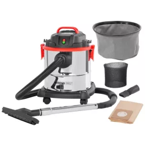   Ipari száraz-nedves porszívó, Strend Pro K-411F/1200, ezüst/fekete, 1200 W, tartály: 20 l, rozsdamentes acél tartály