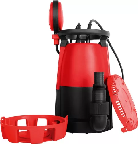 Elektromos búvárszivattyú, Strend Pro Garden MC900E, piros/fekete, 900 W, 10 m kábel, 300 l/perc, IP68, úszókapcsolós, tiszta vízhez és szennyvízhez
