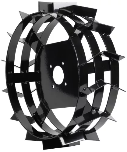 Kapálógép kerék, Worcraft WPLM112 benzinmotoros kapálógéphez, 1 pár, 5 cm széles, 12, 55 cm átmérő, fém, lapátos, szántáshoz